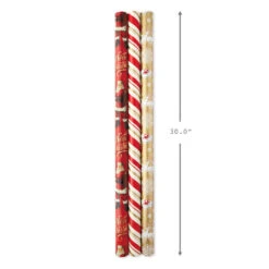 Hallmark Red And Gold 3-Pack Reversible Christmas Wrapping Paper, 120 Sq. Ft. -Elegant Home Decor Deals Store 3Pack Red and Gold Reversible Christmas Wrapping Paper 5JXW1029 03