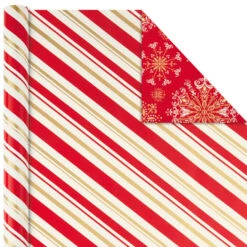 Hallmark Red And Gold 3-Pack Reversible Christmas Wrapping Paper, 120 Sq. Ft. -Elegant Home Decor Deals Store 3Pack Red and Gold Reversible Christmas Wrapping Paper 5JXW1029 05