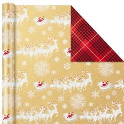Hallmark Red And Gold 3-Pack Reversible Christmas Wrapping Paper, 120 Sq. Ft. -Elegant Home Decor Deals Store 3Pack Red and Gold Reversible Christmas Wrapping Paper 5JXW1029 06