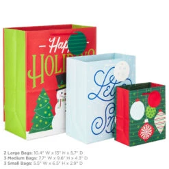 Hallmark Let It Snow 8-Pack Holiday Gift Bags, Assorted Sizes And Designs -Elegant Home Decor Deals Store 8 Pack Assorted Holiday Gift Bags XGB1403 03
