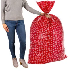 Hallmark Snowmen On Blue And Snowflakes On Red 2-Pack Giant Plastic Christmas Gift Bags -Elegant Home Decor Deals Store Assorted Giant Plastic Christmas Gift Bags 5XGB1452 07