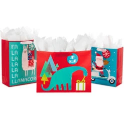 Hallmark 13" And 15.5" Assorted Kids 3-Pack Christmas Gift Bags With Tissue Paper