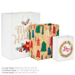 Hallmark Assorted Holiday Merry 8-Pack Small, Medium And Large Christmas Gift Bags -Elegant Home Decor Deals Store Assorted Small Large Holiday Prints Christmas Gift Bags 5XGB1412 03