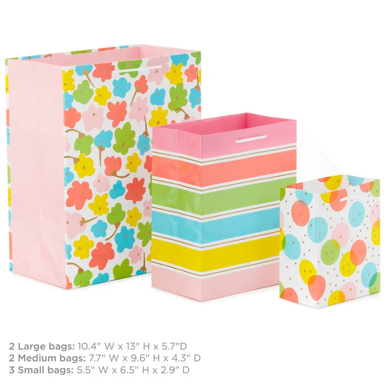 Hallmark Assorted Pastel Designs 8-Pack Small, Medium And Large Gift Bags 3 Hallmark Assorted Pastel Designs 8-Pack Small, Medium And Large Gift Bags - Image 3