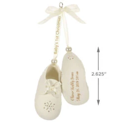 Baby’s First Christmas Booties Porcelain Personalized Ornament -Elegant Home Decor Deals Store Babys First Christmas Booties Porcelain Personalized Ornament 2299QHE1924B1 03