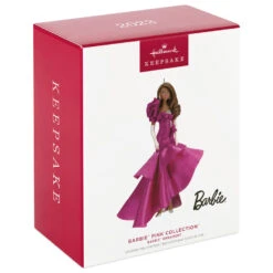Hallmark Barbie™ Pink Collection™ 2023 Porcelain And Fabric Ornament -Elegant Home Decor Deals Store Barbie in Hot Pink Dress Keepsake Ornament 4999QXI7007 04