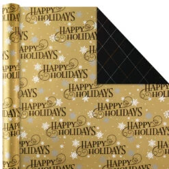 Hallmark Black And Gold 4-Pack Reversible Holiday Wrapping Paper Assortment, 150 Sq. Ft. -Elegant Home Decor Deals Store Black and Gold Reversible Wrapping Paper Assortment 5JXW1737 03