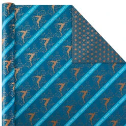 Hallmark Elegant Blues 4-Pack Blue And Gold Reversible Wrapping Paper, 150 Sq. Ft. 9 Hallmark Elegant Blues 4-Pack Blue And Gold Reversible Wrapping Paper, 150 Sq. Ft. -Elegant Home Decor Deals Store Blue and Gold Holiday Reversible Wrapping Paper 5JXW1739 03