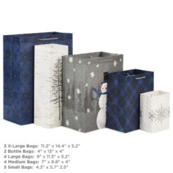 Hallmark Bulk Blue And Gray 18-Pack Holiday Gift Bags, Assorted Sizes And Designs -Elegant Home Decor Deals Store Blue and Gray Holiday Gift Bags Bulk Pack 5XGB1425 03