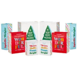 Hallmark Bright Wishes 8-Pack Christmas Gift Bags, Assorted Sizes And Designs