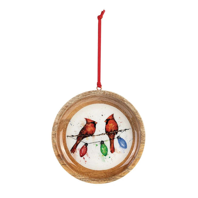 Cardinals On Light String Wood Ornament 1 Cardinals On Light String Wood Ornament