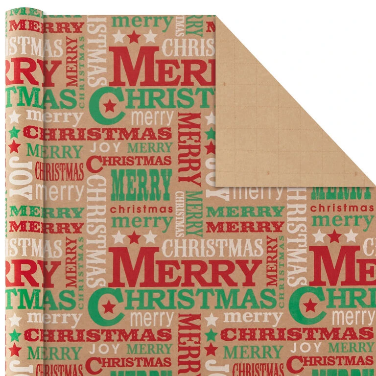 Hallmark Classic Christmas 4-Pack Kraft Wrapping Paper Assortment, 88 Sq. Ft. - Image 3
