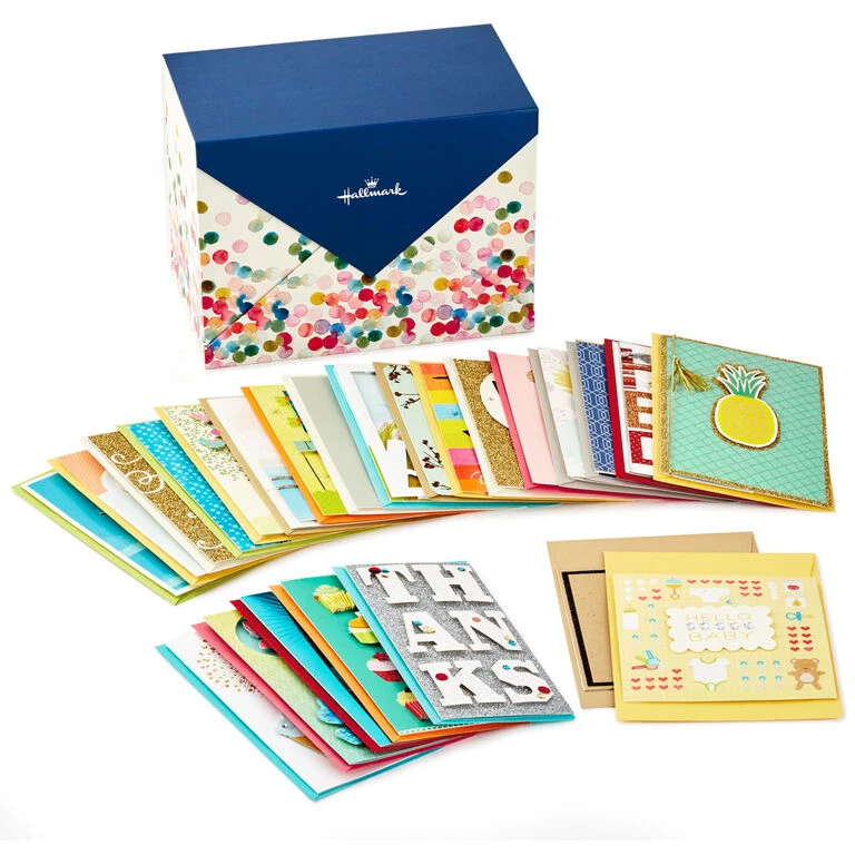 Hallmark Assorted All-Occasion Cards In Polka Dot Organizer Box, Box Of 24 1 Hallmark Assorted All-Occasion Cards In Polka Dot Organizer Box, Box Of 24