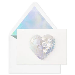 Hallmark Floral Laser Foil Heart Blank Note Cards, Box Of 8 -Elegant Home Decor Deals Store Floral Laser Foil Heart Blank Note Cards 1499THK2105 04