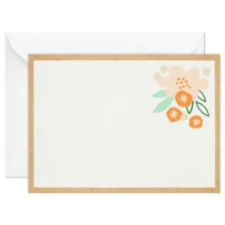 Hallmark Ivory Floral Flat Note Cards In Caddy, Box Of 40 -Elegant Home Decor Deals Store Floral SinglePanel Note Cards With Caddy 3CNT5048 04