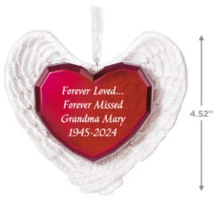 Hallmark Forever Loved Memorial Heart And Angel Wings Text Personalized Ornament -Elegant Home Decor Deals Store Forever Loved Memorial Heart and Angel Wings Personalized Keepsake Ornament 2499QHE2119B1 03