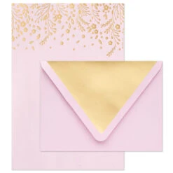 Hallmark Gold Floral On Pink Stationery Set, Box Of 20 -Elegant Home Decor Deals Store Gold Floral on Pink Stationery Set 1499STN1139 03