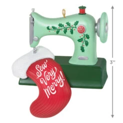 Hallmark Sew Very Merry! Ornament 8 Hallmark Sew Very Merry! Ornament -Elegant Home Decor Deals Store Green Sewing Machine and Stocking Keepsake Ornament 1799QGO2927 03