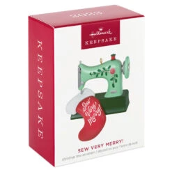 Hallmark Sew Very Merry! Ornament 9 Hallmark Sew Very Merry! Ornament -Elegant Home Decor Deals Store Green Sewing Machine and Stocking Keepsake Ornament 1799QGO2927 04