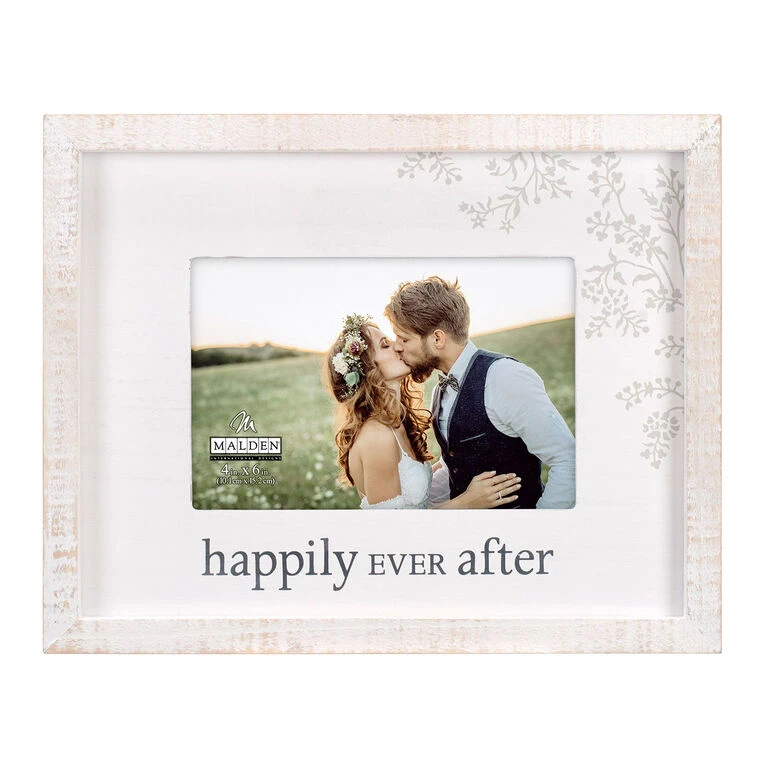 Malden Happily Ever After Rustic White Wood Picture Frame, 4x6 1 Malden Happily Ever After Rustic White Wood Picture Frame, 4x6
