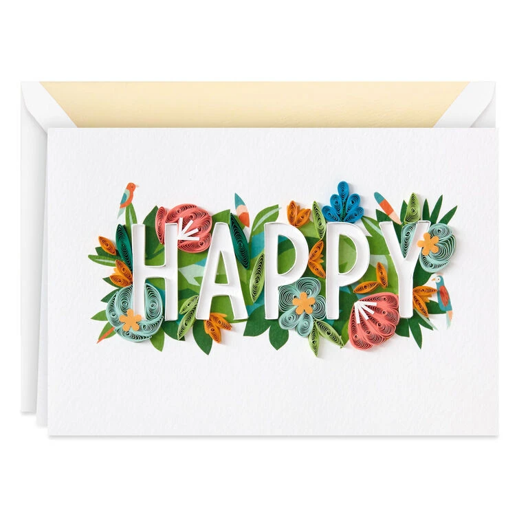 Hallmark Floral Happy Quilled Paper Handmade Birthday Card 1 Hallmark Floral Happy Quilled Paper Handmade Birthday Card