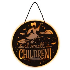 Hallmark Disney Hocus Pocus I Smell Children Porch Decor With Light -Elegant Home Decor Deals Store Hocus Pocus LightUp Metal Door Sign 1HGN1526 03