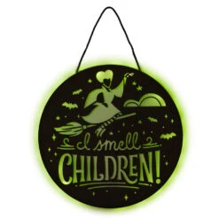 Hallmark Disney Hocus Pocus I Smell Children Porch Decor With Light -Elegant Home Decor Deals Store Hocus Pocus LightUp Metal Door Sign 1HGN1526 04