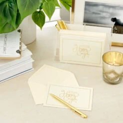 Hallmark Bulk Ivory And Gold Blank Wedding Thank-You Notes, Box Of 100 -Elegant Home Decor Deals Store Ivory and Gold Blank Wedding ThankYou Notes Bulk Pack 5STZ1065 07