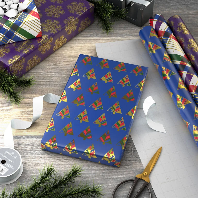 Hallmark Jewel Tones Assorted 3-Pack Christmas Wrapping Paper, 120 Sq. Ft. 2 Hallmark Jewel Tones Assorted 3-Pack Christmas Wrapping Paper, 120 Sq. Ft. - Image 2