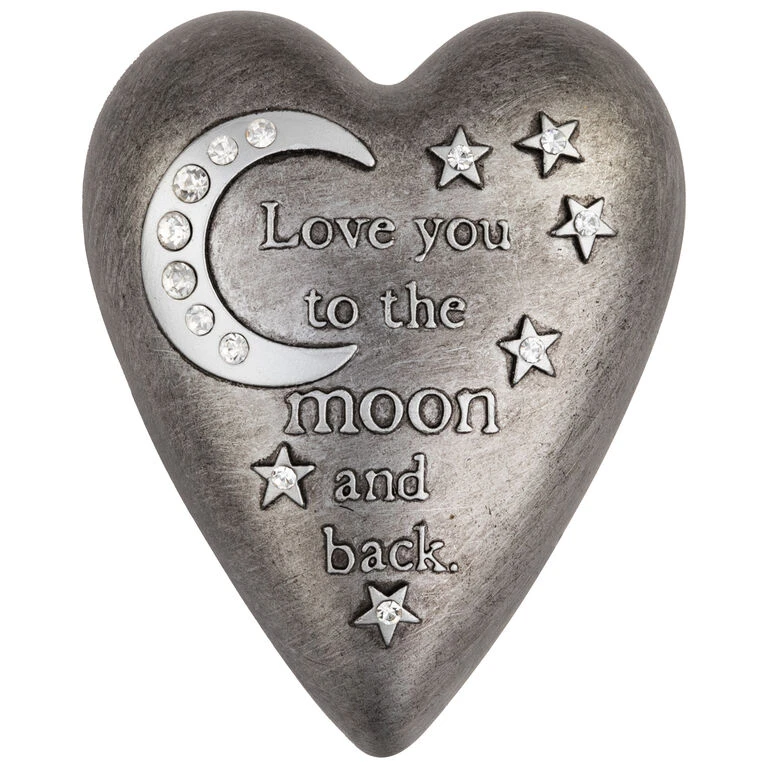 Love You To The Moon Art Heart Trinket Box, 3.5" 1 Love You To The Moon Art Heart Trinket Box, 3.5"