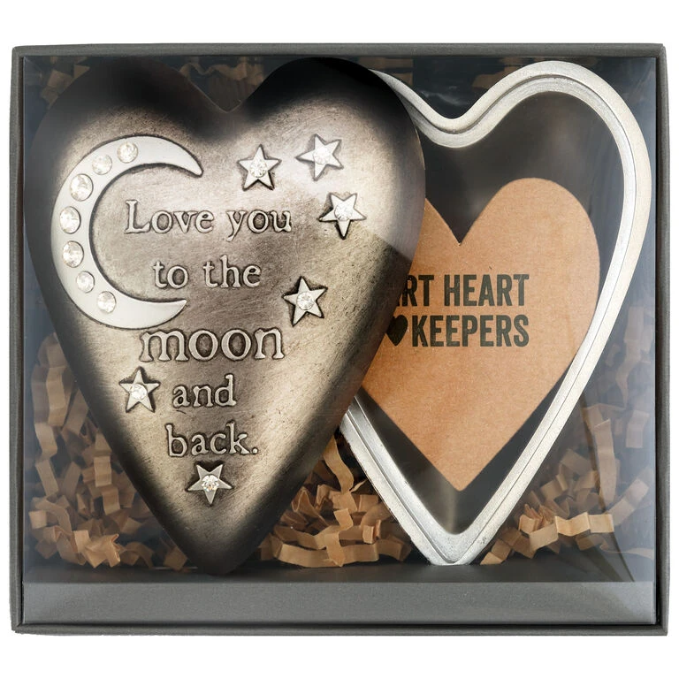 Love You To The Moon Art Heart Trinket Box, 3.5" 2 Love You To The Moon Art Heart Trinket Box, 3.5" - Image 2