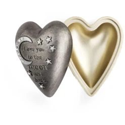 Love You To The Moon Art Heart Trinket Box, 3.5" 5 Love You To The Moon Art Heart Trinket Box, 3.5" -Elegant Home Decor Deals Store Love You to the Moon HeartShaped Trinket Box 1003480346 03