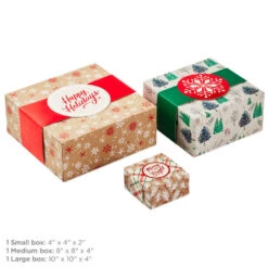 Hallmark Merry And Bright 3-Pack Christmas Gift Boxes, Assorted Sizes And Designs -Elegant Home Decor Deals Store Merry and Bright Assorted Christmas Gift Boxes 5XBC1129 03