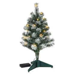Hallmark Mini Flocked Pre-Lit Christmas Tree, 18.75" -Elegant Home Decor Deals Store Miniature Flocked PreLit Keepsake Christmas Tree 2999QSB6339 06