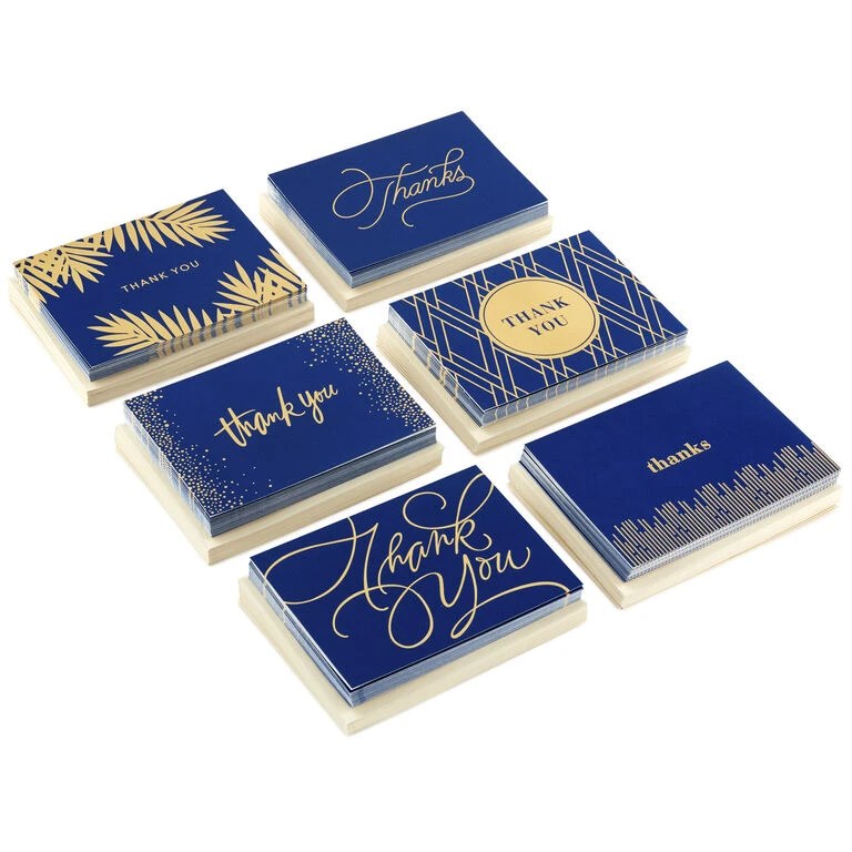 Hallmark Bulk Navy And Gold Assorted Blank Thank-You Notes, Box Of 120 1 Hallmark Bulk Navy And Gold Assorted Blank Thank-You Notes, Box Of 120