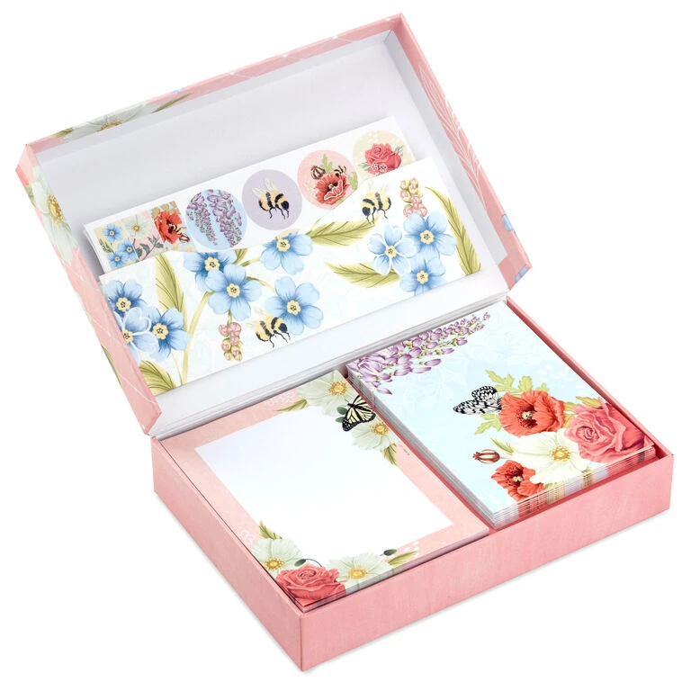 Hallmark Pink Floral Stationery Set And Desk Organizer Box 1 Hallmark Pink Floral Stationery Set And Desk Organizer Box