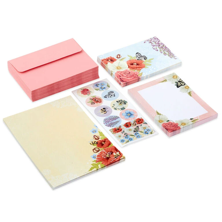 Hallmark Pink Floral Stationery Set And Desk Organizer Box 2 Hallmark Pink Floral Stationery Set And Desk Organizer Box - Image 2
