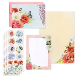 Hallmark Pink Floral Stationery Set And Desk Organizer Box 8 Hallmark Pink Floral Stationery Set And Desk Organizer Box -Elegant Home Decor Deals Store Pink Floral Stationery Set and Note Cards in Box 5STZ1186 03