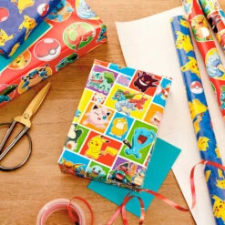 Hallmark Assorted Pokémon Wrapping Paper 3-Pack, 60 Sq. Ft. -Elegant Home Decor Deals Store Pokmon Wrapping Paper for Kids Birthdays 5EWR2645 03