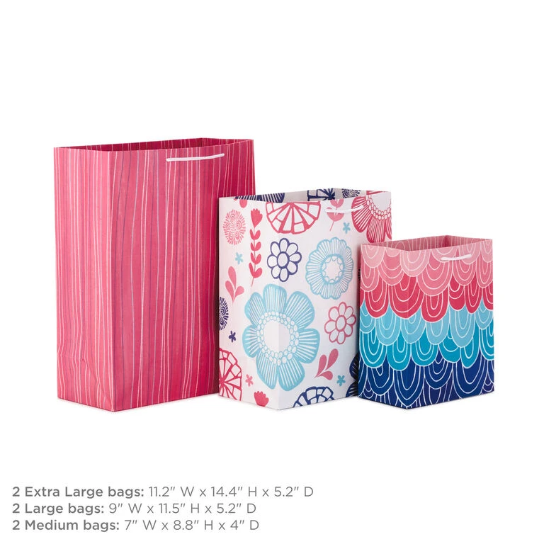 Hallmark Pretty Patterns Assorted Sizes 6-Pack Gift Bags 2 Hallmark Pretty Patterns Assorted Sizes 6-Pack Gift Bags - Image 2