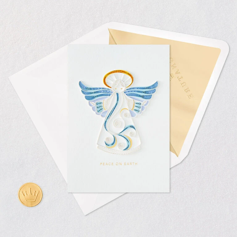 Hallmark Peace On Earth Angel Quilled Paper Handmade Christmas Card 5 Hallmark Peace On Earth Angel Quilled Paper Handmade Christmas Card - Image 5