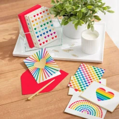 Hallmark Rainbow Hearts Boxed Blank Notes Assortment, Pack Of 24 -Elegant Home Decor Deals Store Rainbow Hearts Assorted Boxed Blank Note Cards 5STZ1178 05