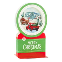 Hallmark Red Truck Snow Globe Musical 3D Pop-Up Christmas Card With Motion -Elegant Home Decor Deals Store Red Truck Snowglobe 3D PopUp Music Motion Christmas Card 1299XOD9992 03