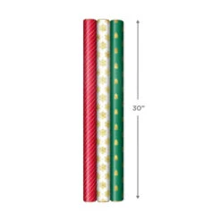 Hallmark Christmas Gift Wrap Kit With Wrapping Paper, Bows, Ribbons And Tags -Elegant Home Decor Deals Store RedWhiteGreen 3Roll Holiday Wrapping Paper Set 5JXW1200 07