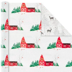 Hallmark Rustic Winter 3-Pack Reversible Metallic Christmas Wrapping Paper, 120 Sq. Ft. 11 Hallmark Rustic Winter 3-Pack Reversible Metallic Christmas Wrapping Paper, 120 Sq. Ft. -Elegant Home Decor Deals Store Rustic Winter Reversible Christmas Wrapping Paper 5JXW1034 06