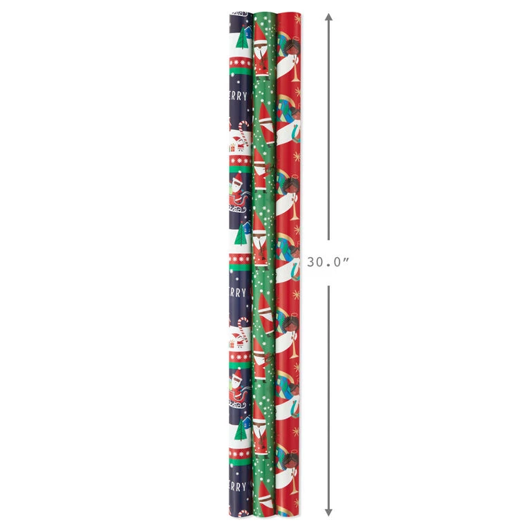 Hallmark Santa Fun 3-Pack Christmas Wrapping Paper Assortment, 120 Sq. Ft. 4 Hallmark Santa Fun 3-Pack Christmas Wrapping Paper Assortment, 120 Sq. Ft. - Image 4