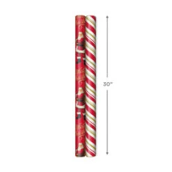 Hallmark Santa And Stripes 2-Pack Christmas Wrapping Paper Assortment, 160 Sq. Ft. -Elegant Home Decor Deals Store Santa and Stripes Assorted Christmas Wrapping Paper 5JXW1055 04