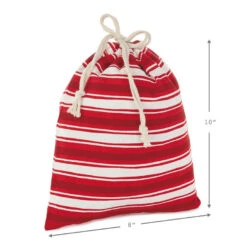 Hallmark 10" And 20" Santa And Stripes 2-Pack Fabric Christmas Gift Bags -Elegant Home Decor Deals Store Santa and Stripes Medium and XL Fabric Gift Bags XGB4902 04