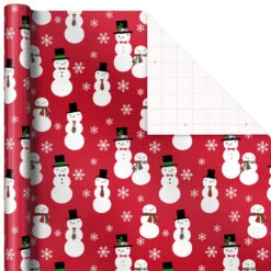 Hallmark Snow Merry 3-Pack Foil Christmas Wrapping Paper Assortment, 60 Sq. Ft. -Elegant Home Decor Deals Store Snowmen and Plaid Foil Christmas Wrapping Paper 5JXW1061 06