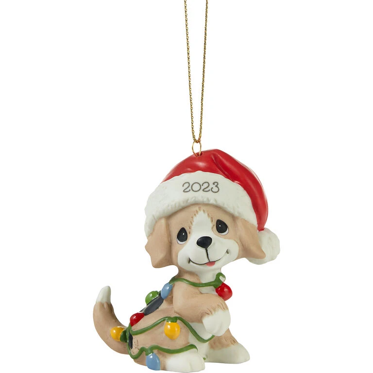 Precious Moments Tangled In Christmas Fun Dog 2023 Ornament, 2.7" 1 Precious Moments Tangled In Christmas Fun Dog 2023 Ornament, 2.7"
